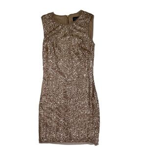Xscape | Women’s Gold Sequin Mini Dress Size 4